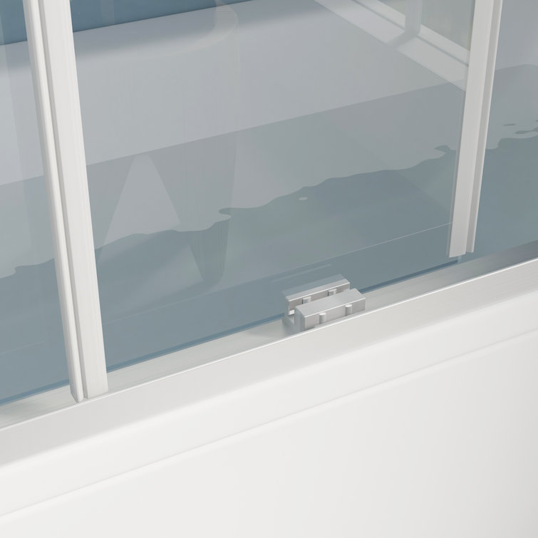 Nickel Framed Double Sliding Tub Door with Clear Tempered Glass