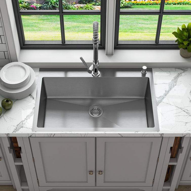 Sinber 33" Stainless Steel Drop-In Single Bowl Kitchen Sink