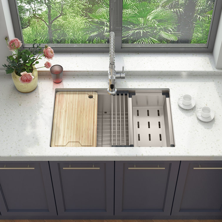 Sinber 30" Stainless Steel Drop-In Single Bowl Workstation Kitchen Sink