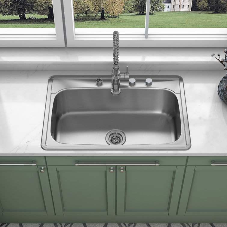 Sinber 33'' x 22'' Stainless Steel Single Bowl Drop-In Kitchen Sink