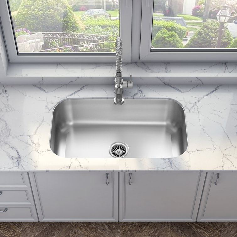 Sinber 33" Satin Stainless Steel Undermount Single Bowl Kitchen Sink