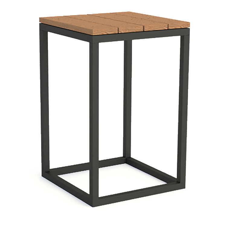 20" Tall Lava Finish Teak Top Outdoor Side Table