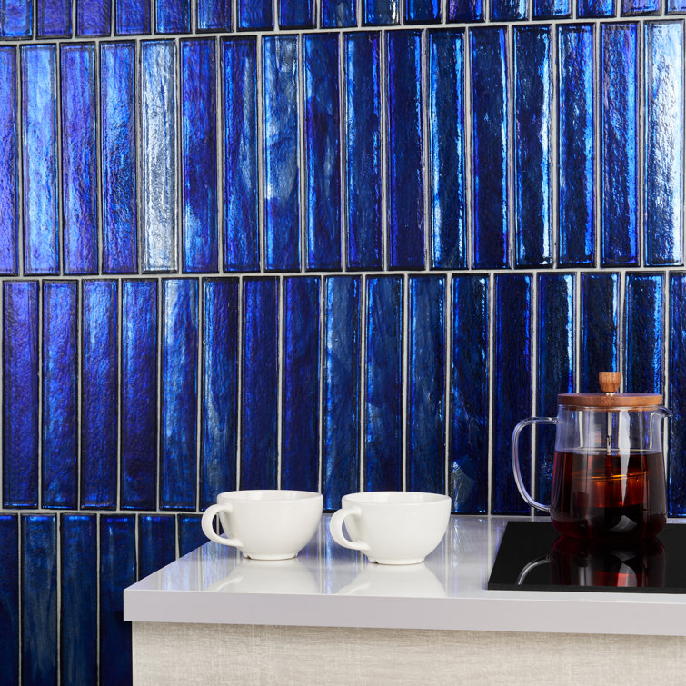 Apollo Brick Polished Blue Glass Subway Wall Tile