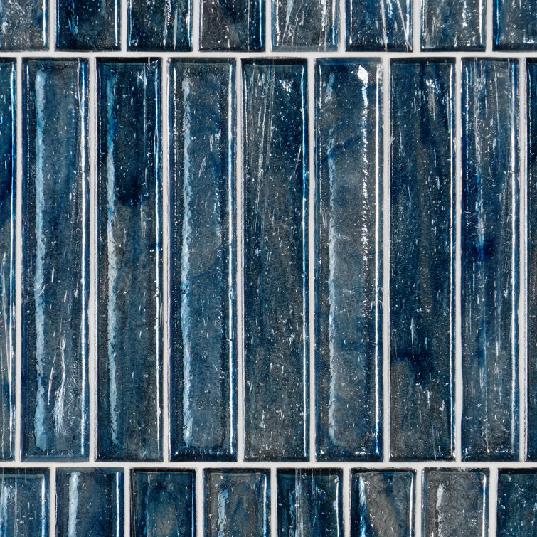 Apollo Brick Polished Blue Glass Subway Wall Tile