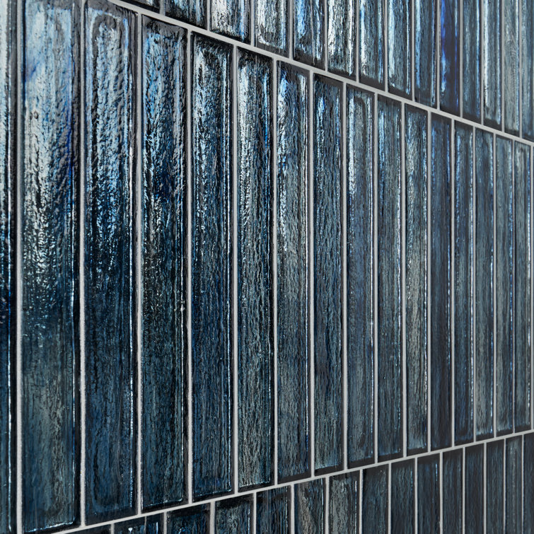 Apollo Brick Polished Blue Glass Subway Wall Tile