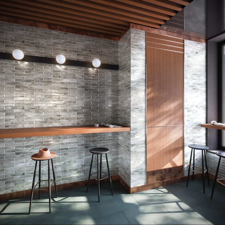 Apollo Brick Polished Silver Glass Subway Wall Tile