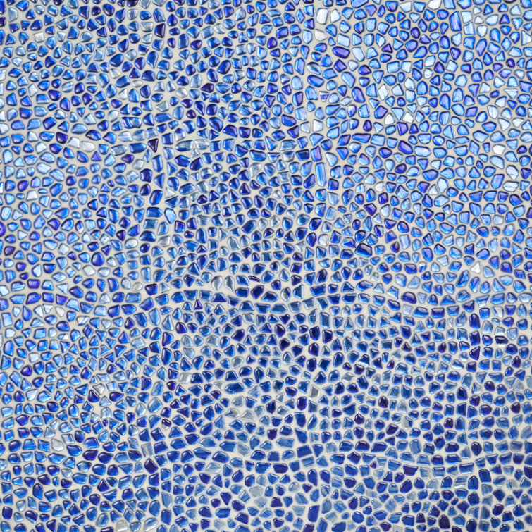 Apollo Pebble 12-in x 12-in Polished Blue Glass Mosaic Wall Tile