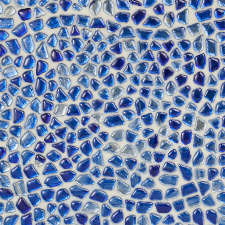 Apollo Pebble 12-in x 12-in Polished Blue Glass Mosaic Wall Tile