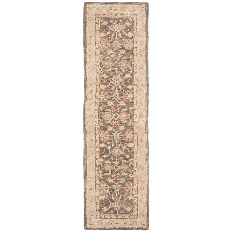 Handmade Olive Grey and Beige Wool Runner Rug