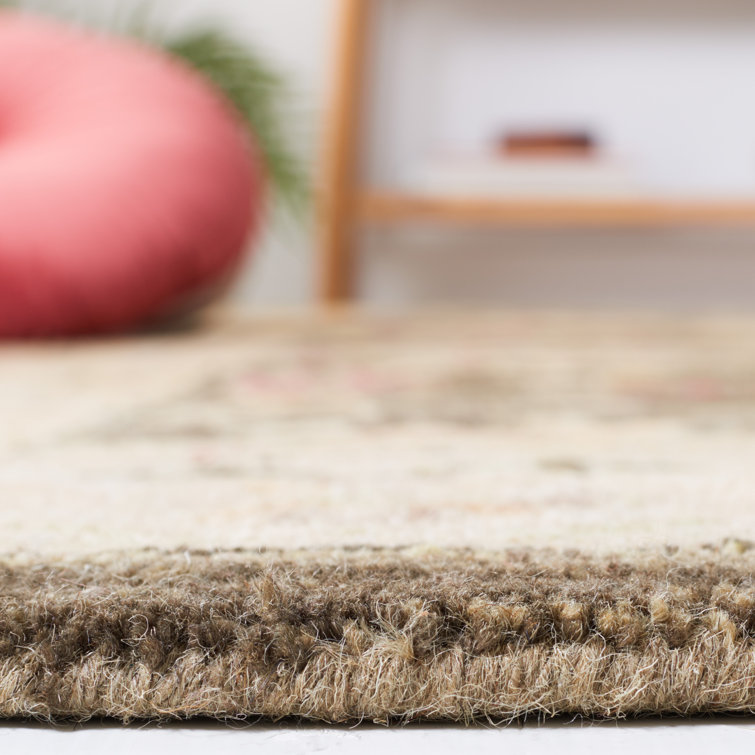 Handmade Olive Grey and Beige Wool Runner Rug