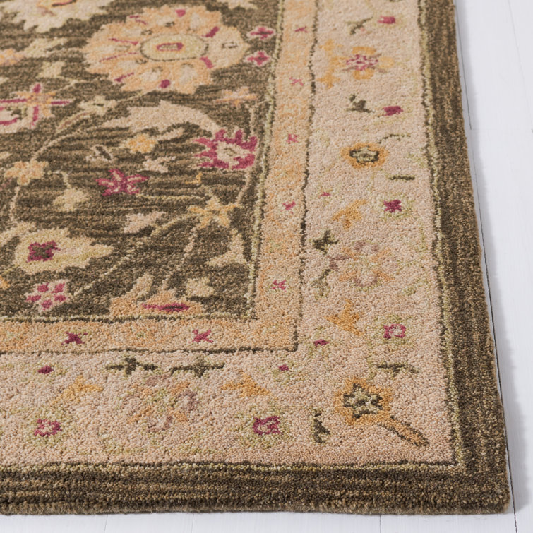 Handmade Olive Grey and Beige Wool Runner Rug