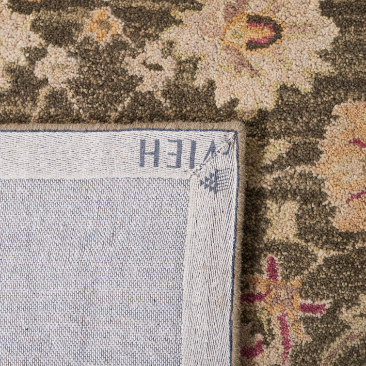 Handmade Olive Grey and Beige Wool Runner Rug