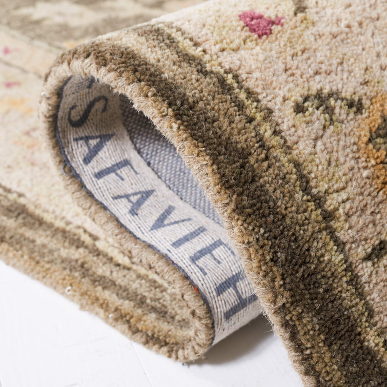 Handmade Olive Grey and Beige Wool Runner Rug