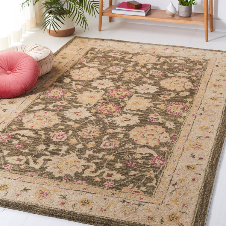 Handmade Olive Grey and Beige Wool Runner Rug