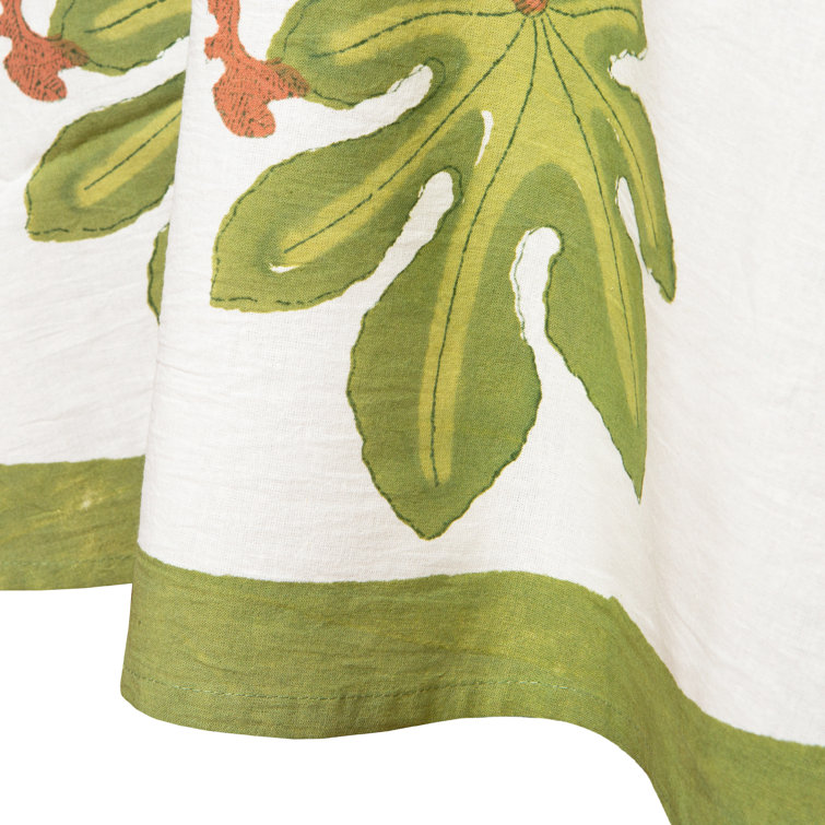Red and Green Fig Floral 70" Round Fabric Tablecloth