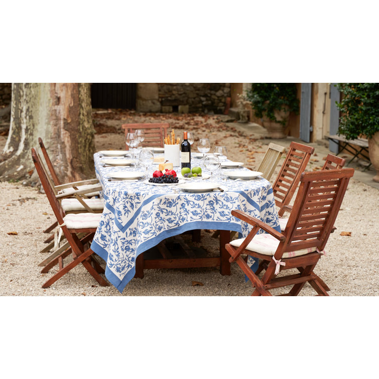 Granada Cornflower Blue Floral Rectangular Tablecloth
