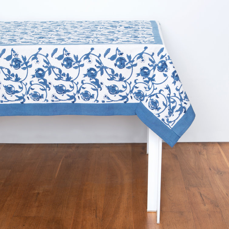 Granada Cornflower Blue Floral Rectangular Tablecloth