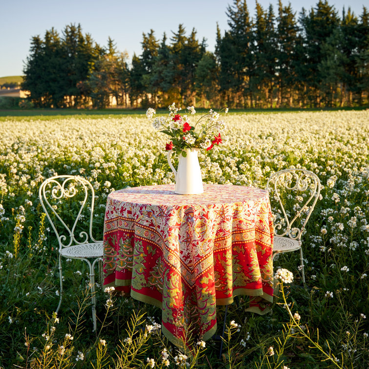 Noel Red and Green Cotton Square Tablecloth 59" x 59"