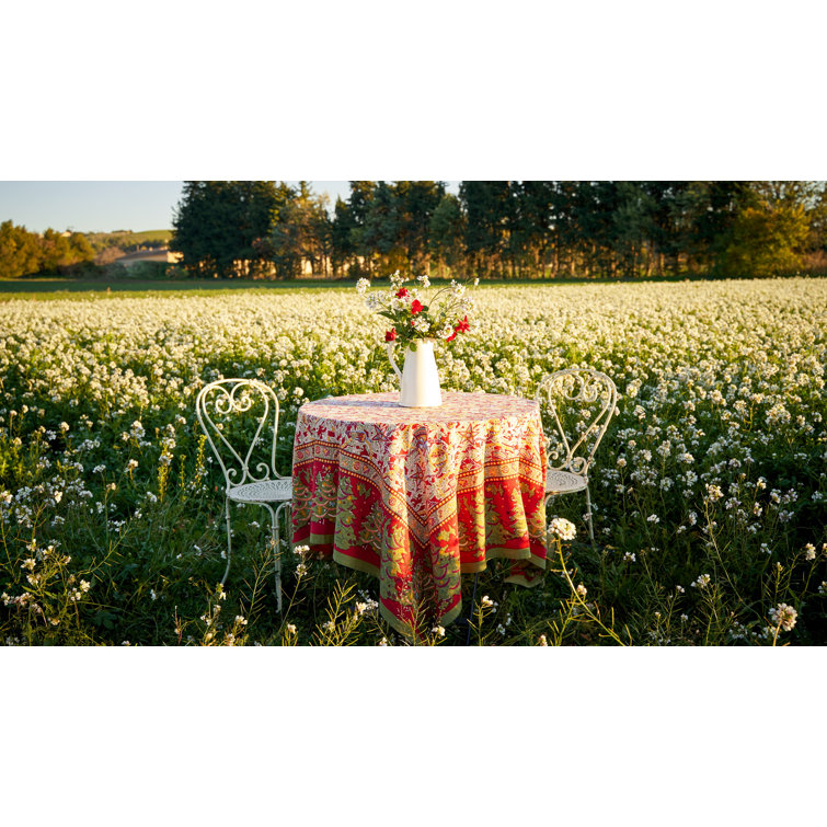 Noel Red and Green Cotton Square Tablecloth 59" x 59"