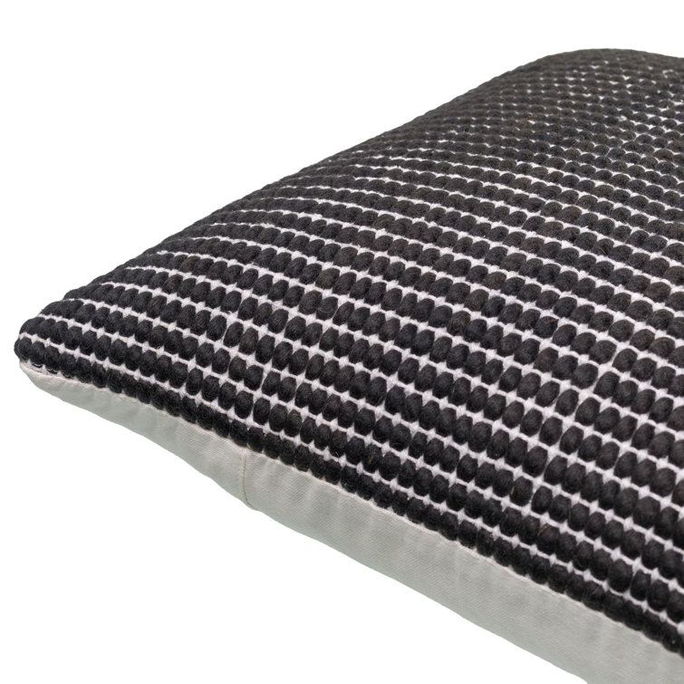18" Black Wool Blend Square Throw Pillow Cover