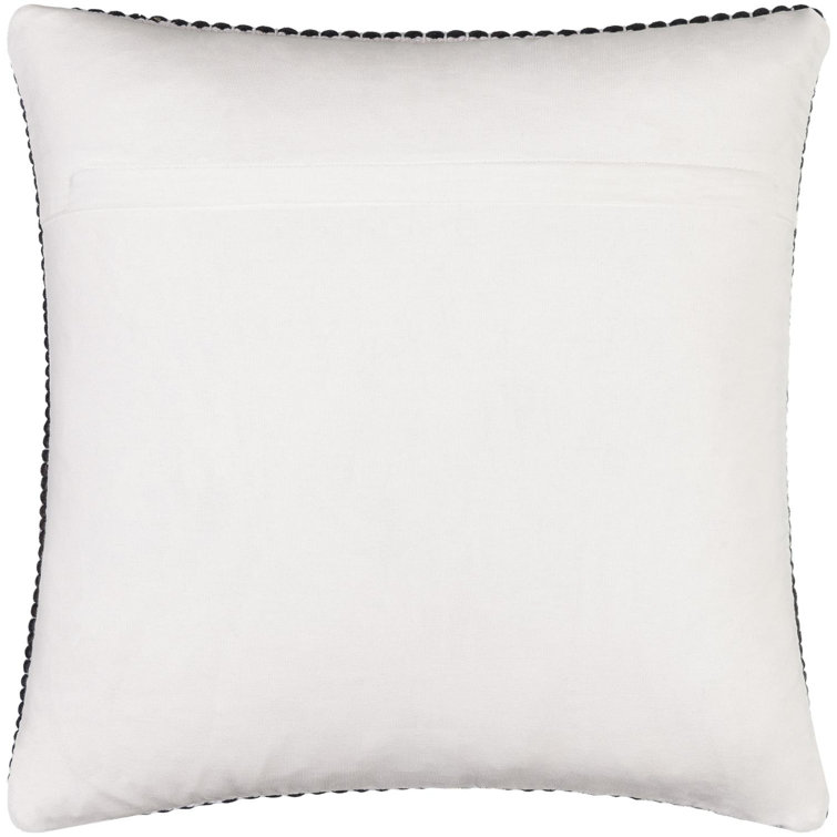 18" Black Wool Blend Square Throw Pillow Cover