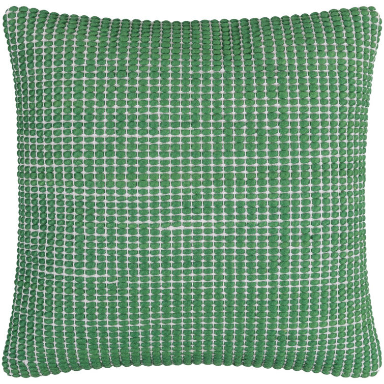 Green Wool and Cotton Square Throw Pillow, 18 x 18 Inch