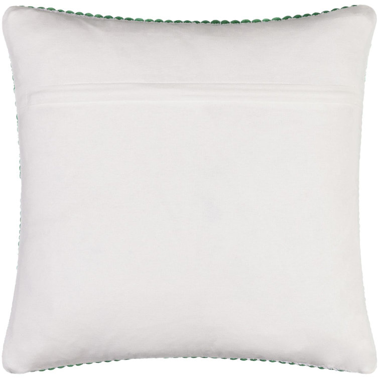 Green Wool and Cotton Square Throw Pillow, 18 x 18 Inch