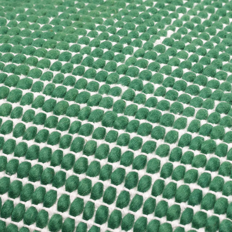 Green Wool and Cotton Square Throw Pillow, 18 x 18 Inch