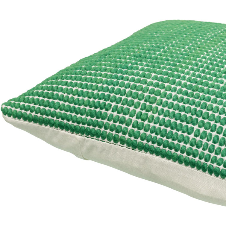 Green Wool and Cotton Square Throw Pillow, 18 x 18 Inch