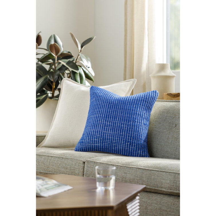 Waverly Blue Wool and Cotton Throw Pillow 20" x 20"