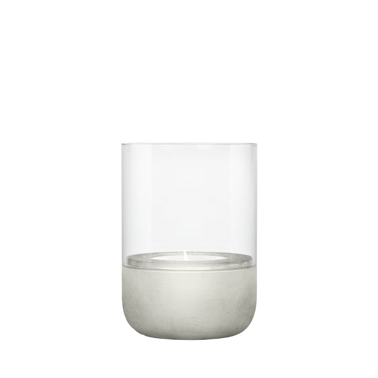 Lily White Glass and Concrete Hurricane Candle Holder