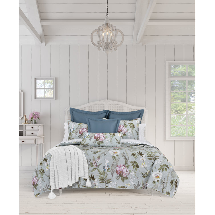 Blush Floral Organic Full Quilt Set