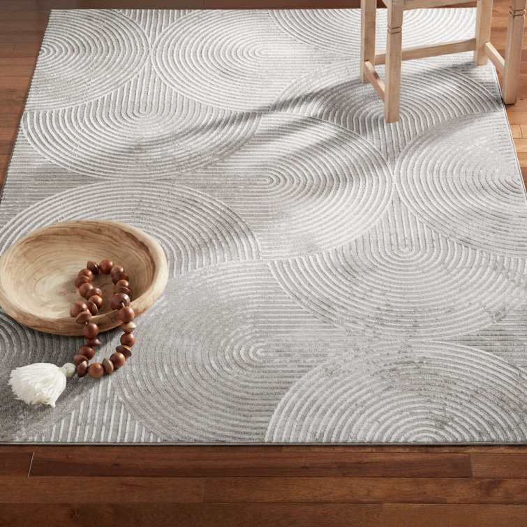 Maya Gray High-Low Texture Synthetic Area Rug 5'2" x 7'2"