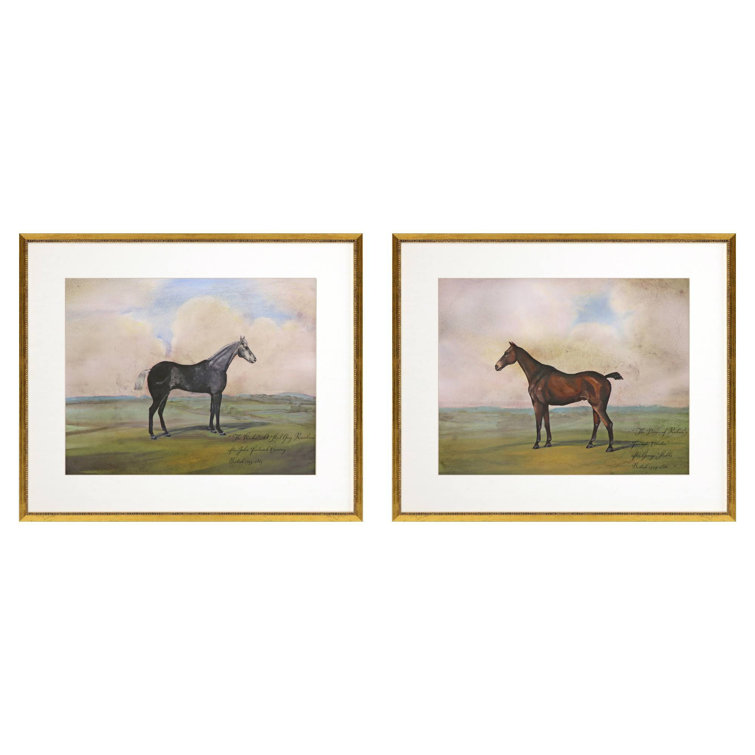 Equestrian II Antique Gold Framed Horse Art Set