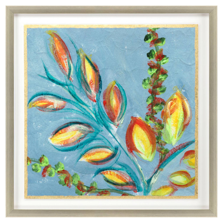 Sassy Botanica I Blue and Gold Leaf Framed Print