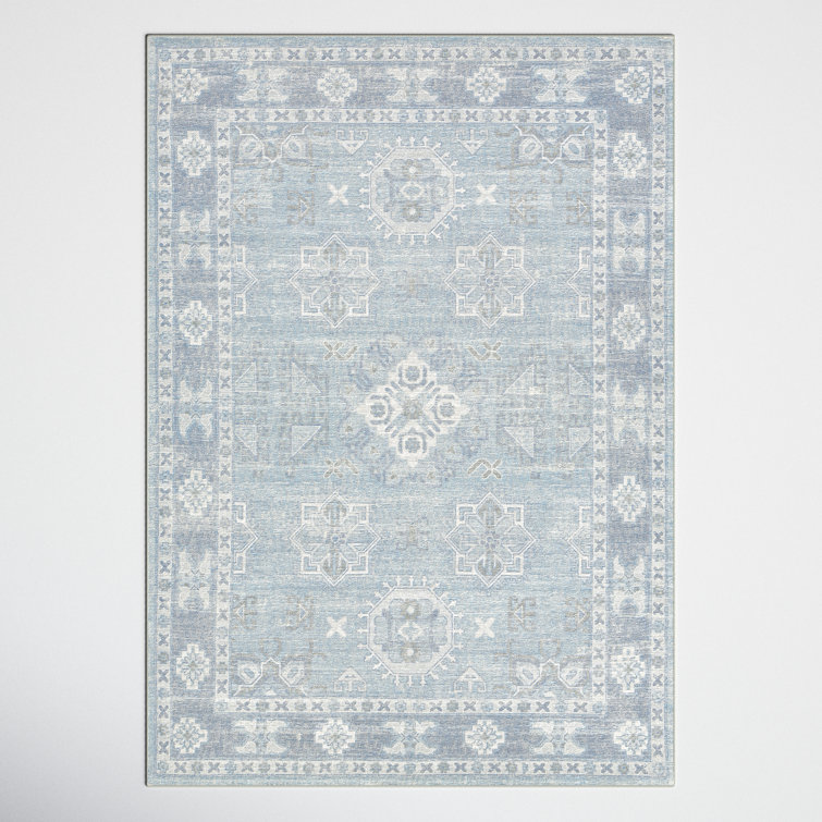 Blue Hand-Tufted Wool and Cotton 8' x 10' Area Rug