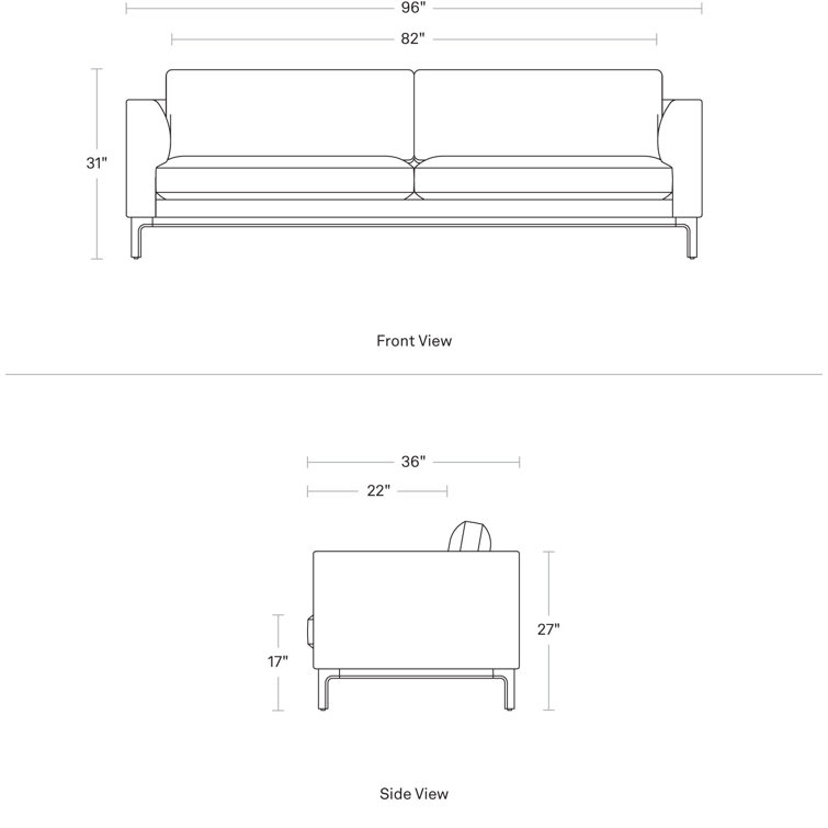 Sanford Oatmeal 96" Velvet Sofa with Walnut Legs