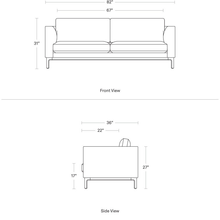 Sanford Oatmeal 96" Velvet Sofa with Walnut Legs
