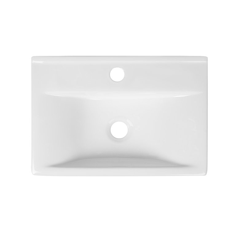 18'' White Ceramic Wall-Mount Bathroom Sink with Faucet Hole