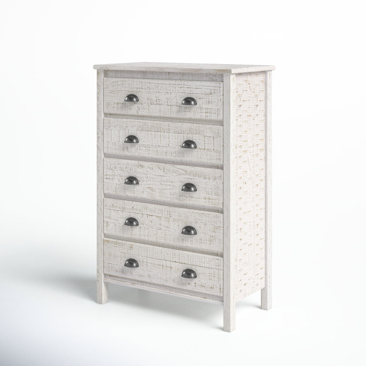 Baja Rustic White Pine 5-Drawer Dresser with Sophisticated Charm