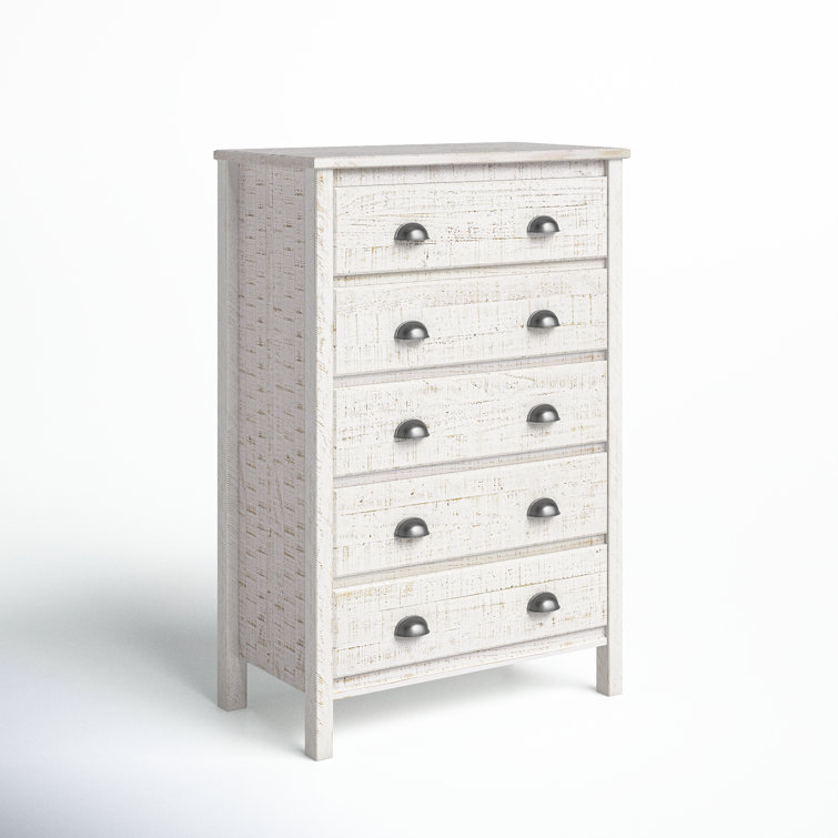 Baja Rustic White Pine 5-Drawer Dresser with Sophisticated Charm