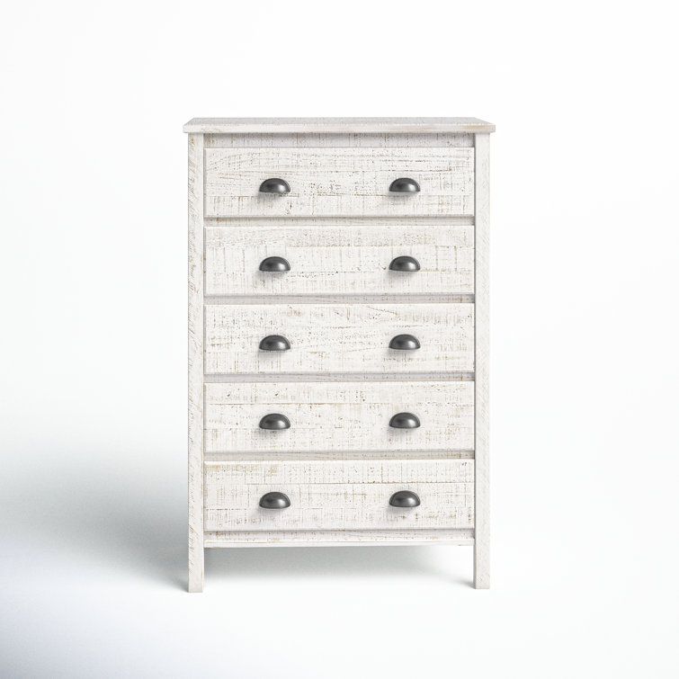 Baja Rustic White Pine 5-Drawer Dresser with Sophisticated Charm