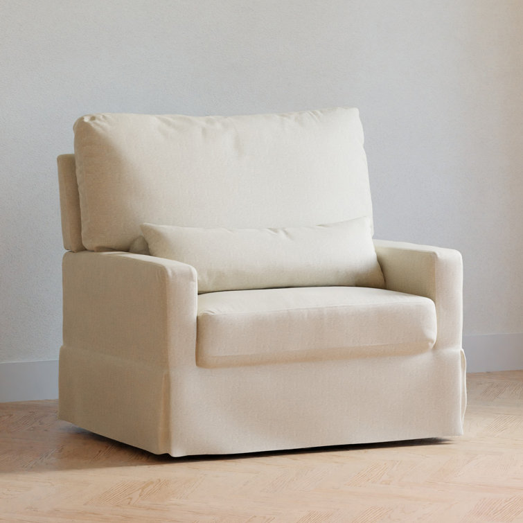 Crawford Performance Cream Eco-Weave Swivel Glider with Pillowback
