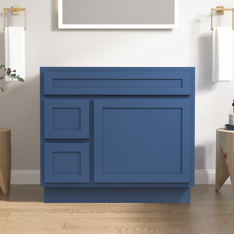 Blue 36" Shaker Style Single Bathroom Vanity Base