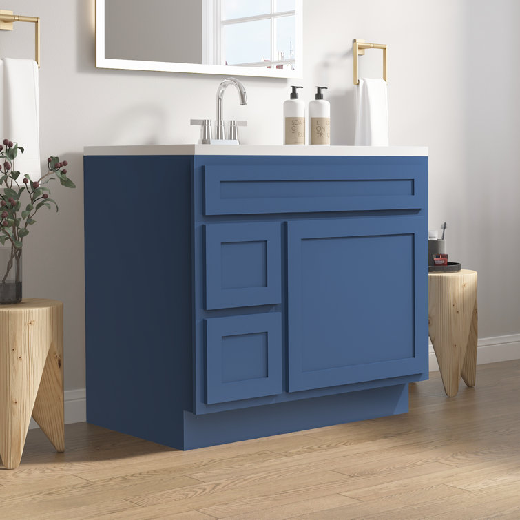 Blue 36" Shaker Style Single Bathroom Vanity Base