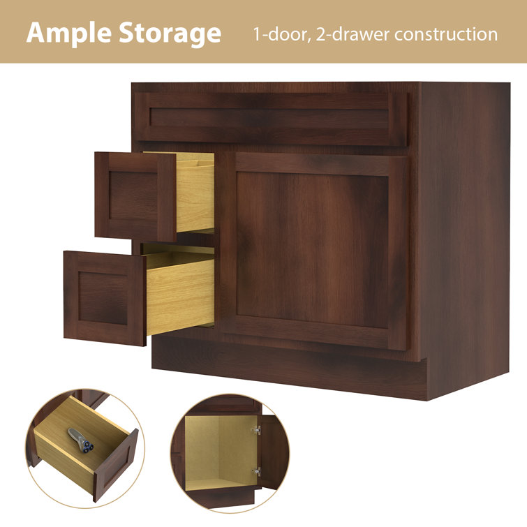 Hibbitts 36" Brown Solid Wood Single Bathroom Vanity