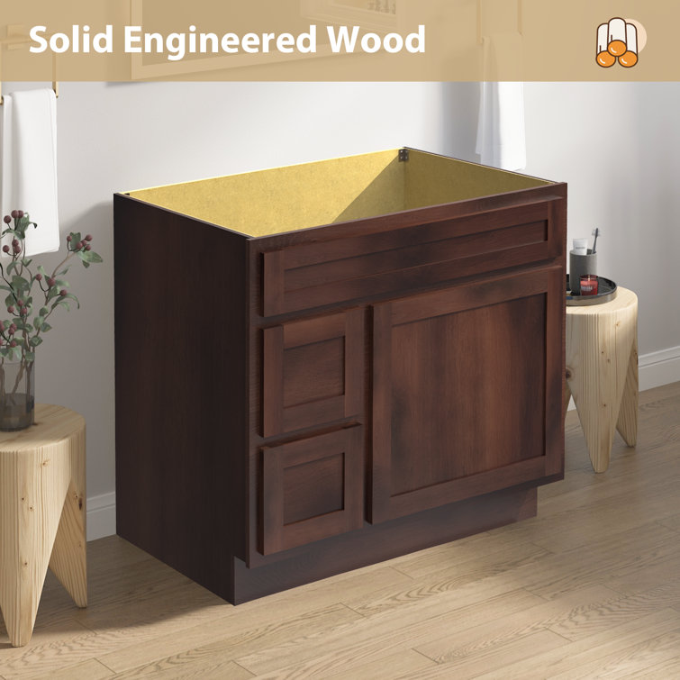Hibbitts 36" Brown Solid Wood Single Bathroom Vanity