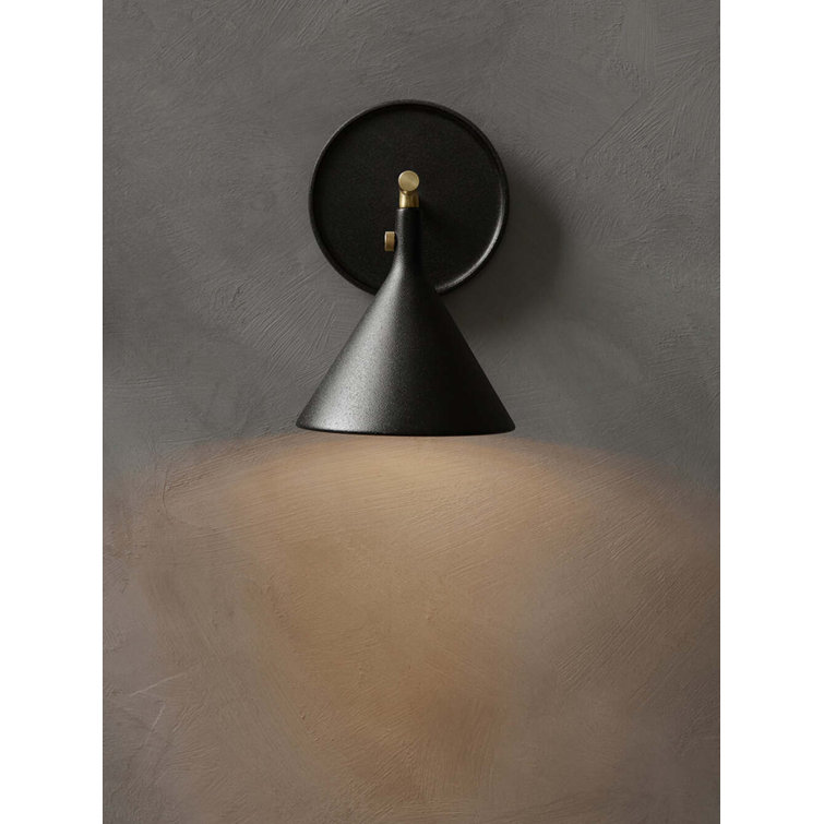 Black and Brass Dimmable Wall Sconce with Diffuser
