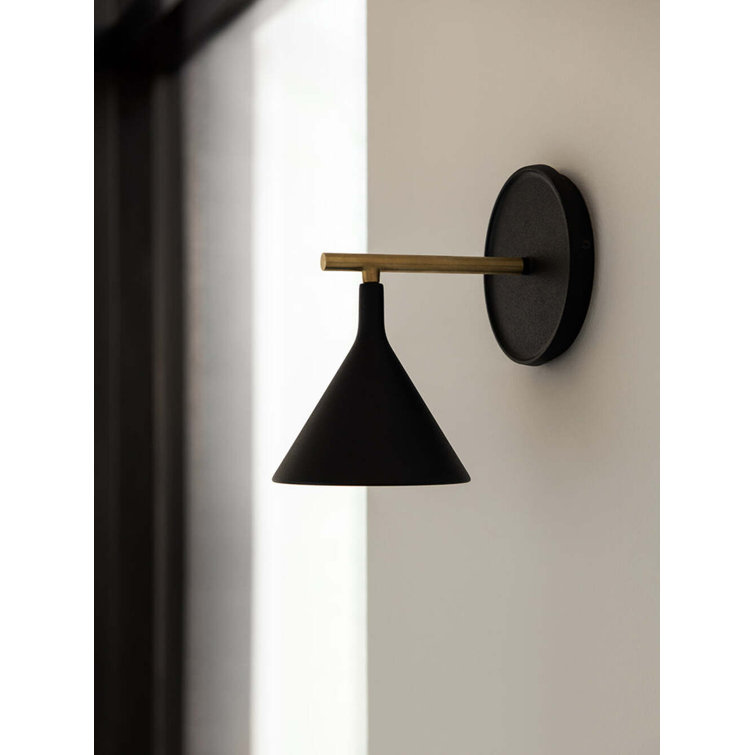 Black and Brass Dimmable Wall Sconce with Diffuser