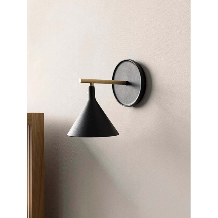 Black and Brass Dimmable Wall Sconce with Diffuser